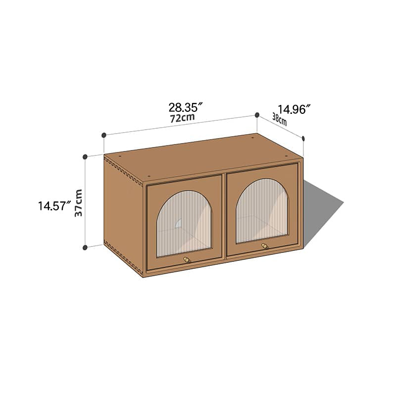 Elegant Cherry Wood and Glass Cabinet with Copper Accents - Premium Plywood Design hykmq-789