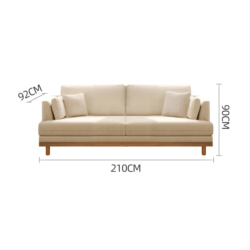 Luxurious Beige Corduroy Sofa with Natural Oak and Pine Wood Frame - Goose Down Cushions hmyf-1276