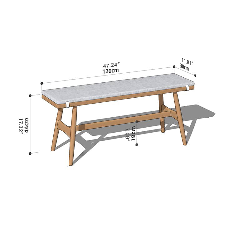 Elegant Grey Brown Stool with Natural Wood Legs in Black Walnut and Cherry Wood, Upholstered in Cotton-Linen Blend hykmq-746