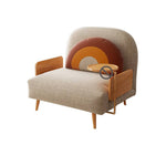 Modern Minimalist Sofa Bed - Ash Wood & Leathaire Upholstery for a Stylish Living Space hns-4131