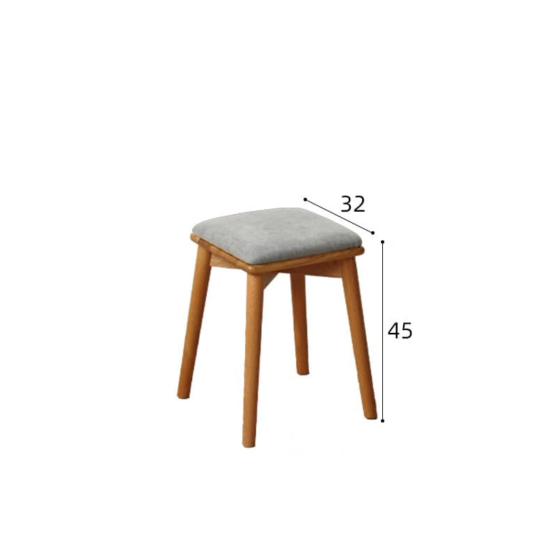 Elegant Oak Wood Stool with Light Grey Cushion - Natural and Comfortable Seating fyx-891