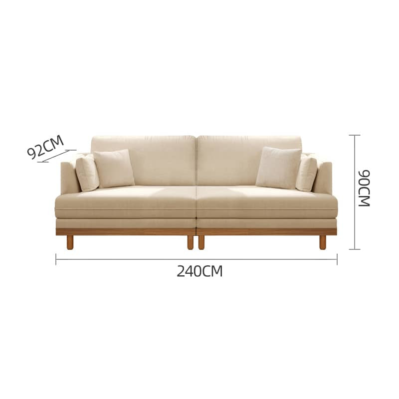 Luxurious Beige Corduroy Sofa with Natural Oak and Pine Wood Frame - Goose Down Cushions hmyf-1276