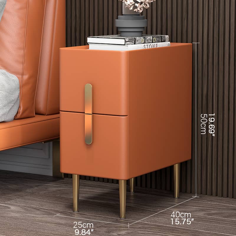 Luxury Marble Faux Leather Nightstand with Gold Accents - Modern Bedside Table fzyhs-2741