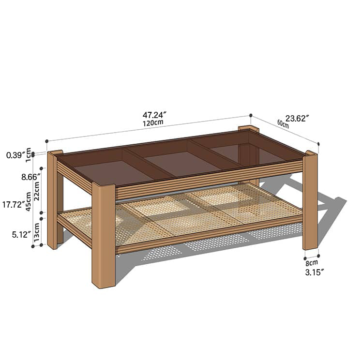 Sleek Tea Table Collection: Cherry Wood, Red Oak & Black Walnut with Marble or Tempered Glass Tops and Rattan Accents hykmq-791