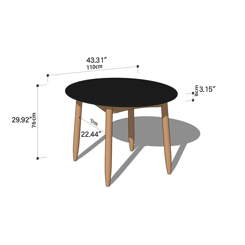 Elegant Black Natural Wood Table with White Marble, Cherry Wood, & Red Oak Options hykmq-788