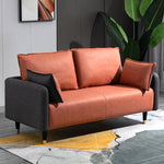 Contemporary Multi-Color Fabric Sofa in Mint Green, Light Gray, Orange, Blue, and Red with Wood Accents yr-120