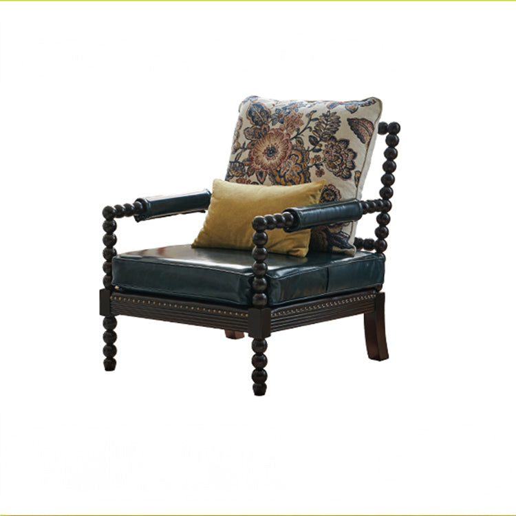 Luxurious Solid Wood Leather Chair - Elegant Chenille & Cowhide Cushioning hyjyj-4261