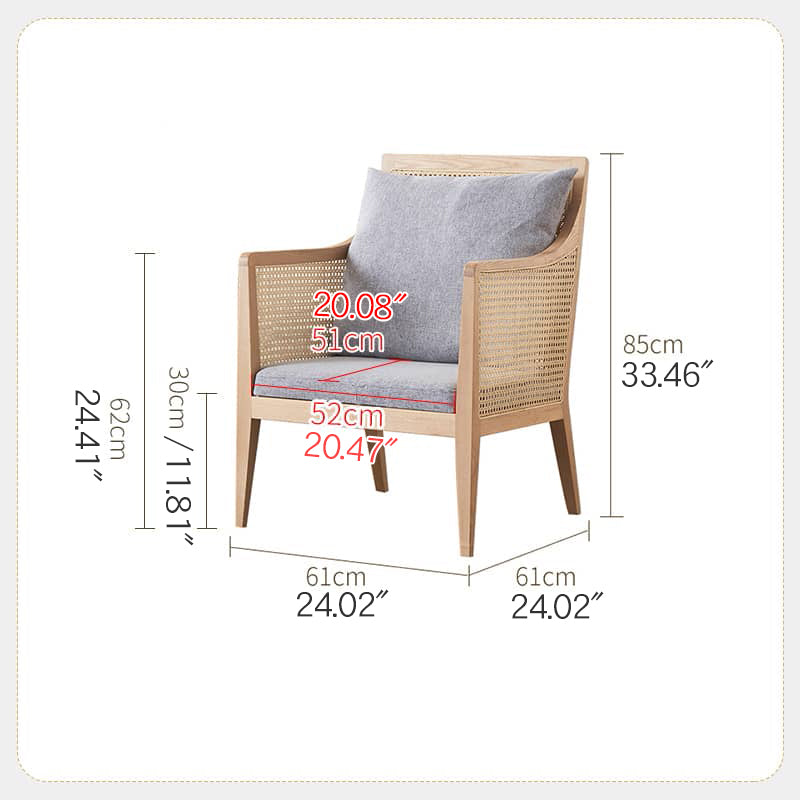 Modern Multi-Tone Rattan & Ash Wood Chair with Cotton-Ramie Upholstery tzm-541