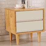 Stylish Natural Brown & White Bedside Cupboard - Rubber Wood & Pine Wood Construction hglna-1456
