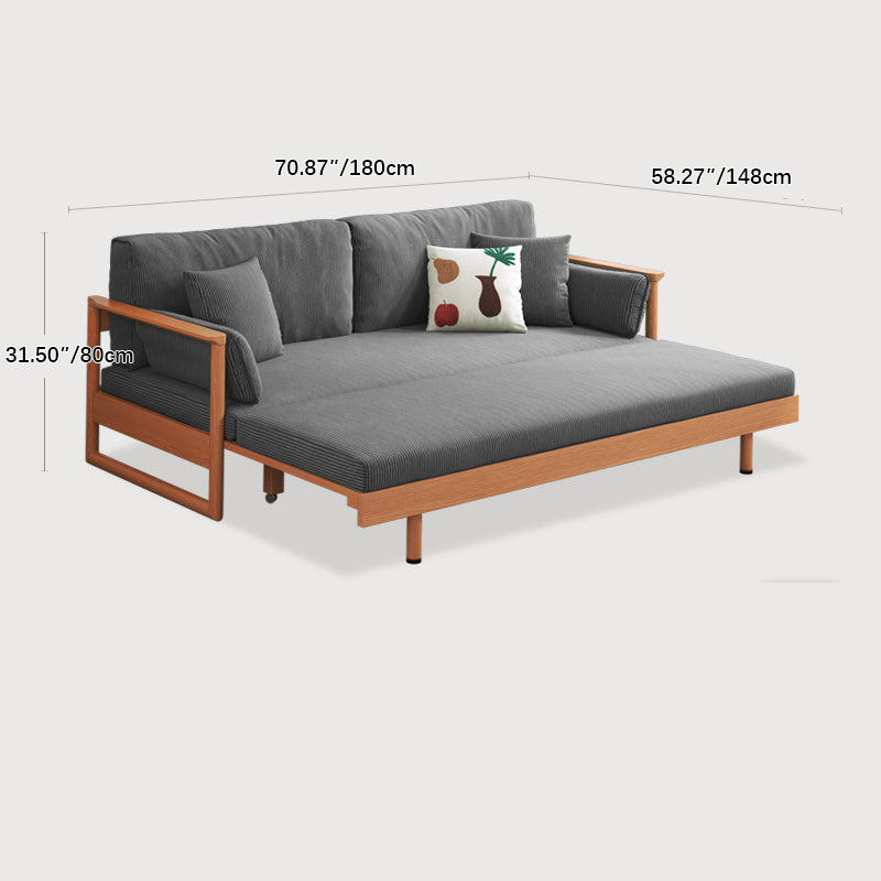 Elegant Corduroy Sofa in Beige, Green, and Gray with Cherry and Zelkova Wood Accents - Perfect for Modern Living Rooms fcp-1289