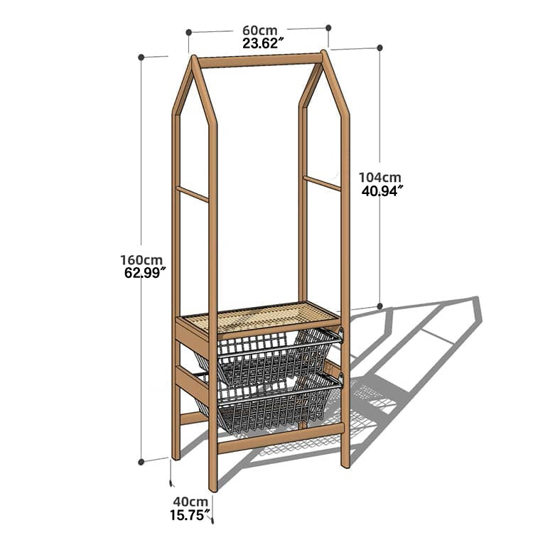 Luxurious Natural Cherry Wood & Metal Coat Hanger with Elegant Rattan and Nylon Options hykmq-765