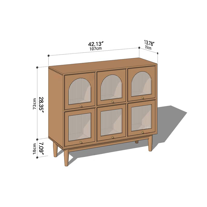 Elegant Cherry Wood Cabinet with Glass Doors and Copper Accents - Natural Finish hykmq-768