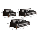 Stylish Black Pine Wood Sofa with Comfortable Goose Down and Faux Leather Finish hzh-1368