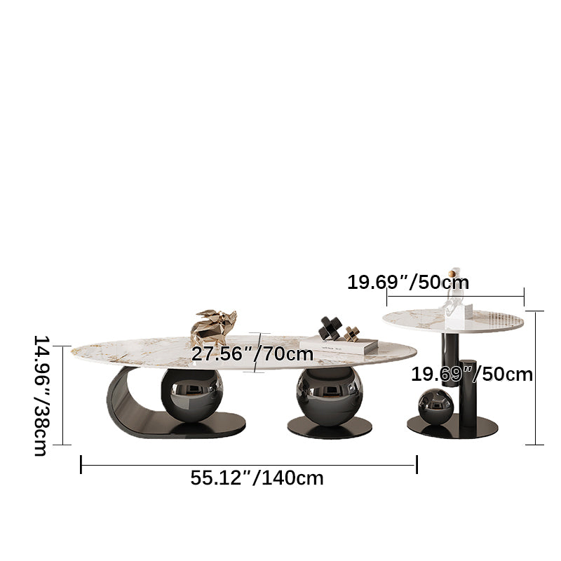 Sintered Stone Stainless Steel Tea Table – Modern Elegance for Your Living Space fdl-2598