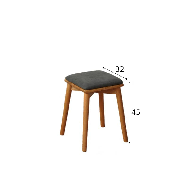 Elegant Oak Wood Stool with Light Grey Cushion - Natural and Comfortable Seating fyx-891