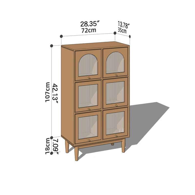 Elegant Cherry Wood Cabinet with Glass Doors and Copper Accents - Natural Finish hykmq-768