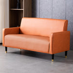 Stylish Dark Blue and Light Gray Sofa with Green Wood Accents - Techno Fabric and Cotton Blend for Ultimate Comfort qm-6