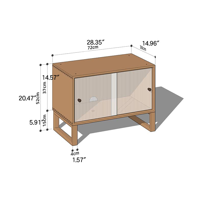 Elegant Cherry Wood and Glass Cabinet with Copper Accents - Premium Plywood Design hykmq-789