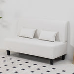 Modern Techno Fabric Sofa in Dark Blue, Light Gray, Khaki, and Orange with Wood Accents - Durable Nylon Upholstery qm-14