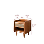 Elegant Cherry Wood Bedside Cupboard with Copper and Glass Accents fyx-862