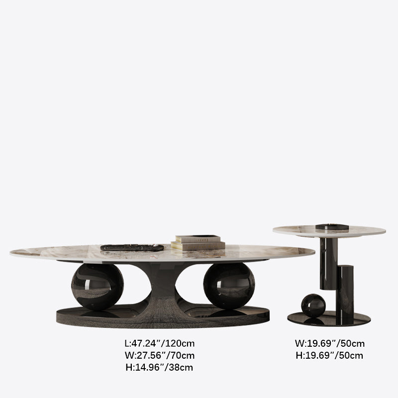 Sintered Stone Stainless Steel Tea Table – Modern Elegance for Your Living Space fdl-2598