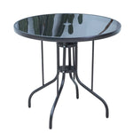 Stylish Modern Table with Black Glass Top and Durable Brown Steel Frame zy-268
