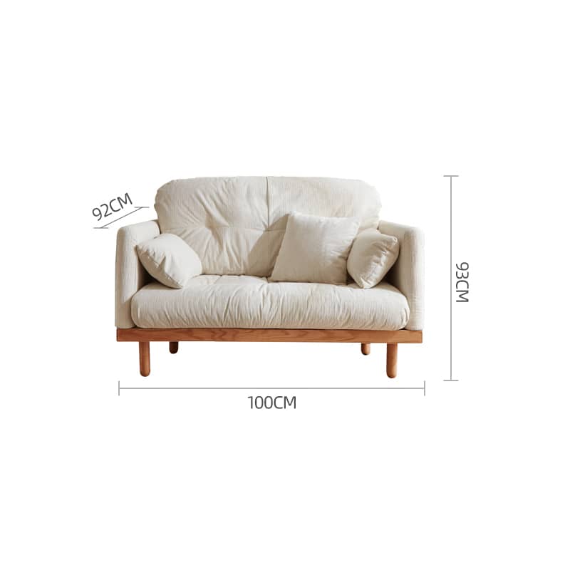 Luxury Beige Corduroy Sofa with Natural Goose Down Cushions and Oak Pine Wood Frame hmyf-1270