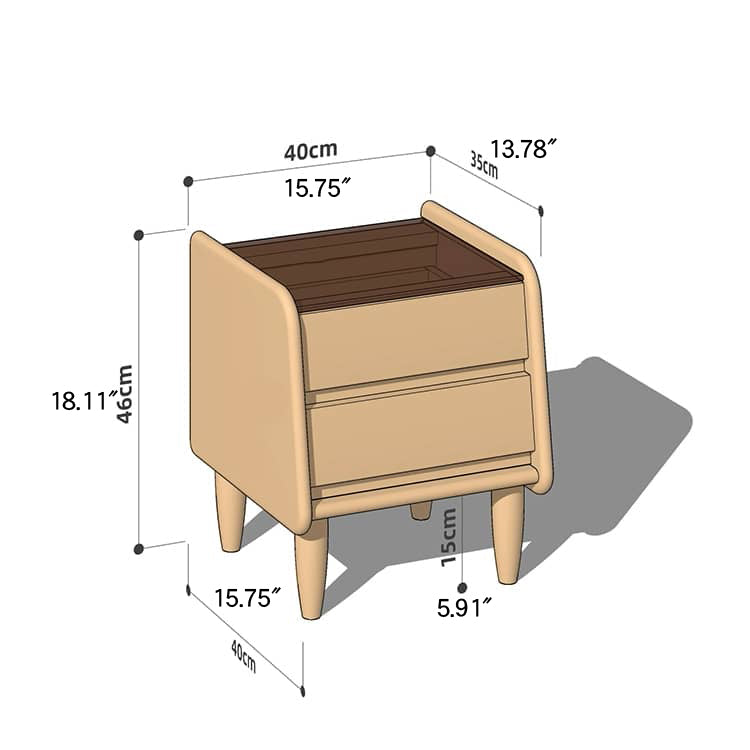 Stylish Bedside Cupboard in Red Oak and Cherry Wood with Glass Accents hykmq-794