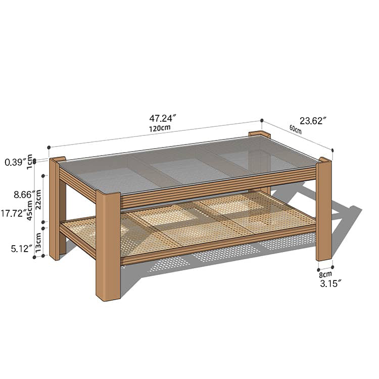 Sleek Tea Table Collection: Cherry Wood, Red Oak & Black Walnut with Marble or Tempered Glass Tops and Rattan Accents hykmq-791