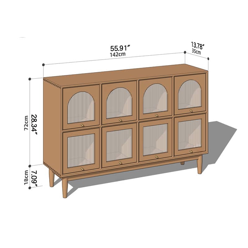 Elegant Cherry Wood Cabinet with Glass Doors and Copper Accents - Natural Finish hykmq-768