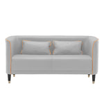 Luxury Dark Blue Sofa with Light Gray Accents and Wooden Touch - Perfect Blend of Techno Fabric and Style qm-2