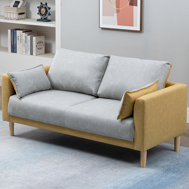 Stylish Multi-Color Techno Fabric Sofa with Wooden Accents – Brighten Your Living Space yr-121