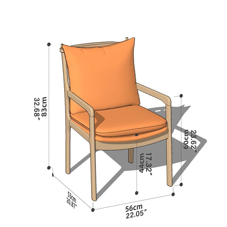 Sleek Mid-Century Modern Chair with Orange, Off-White, and Yellow Leathaire - Natural Oak, Cherry, and Light Brown Wood Finish hykmq-745