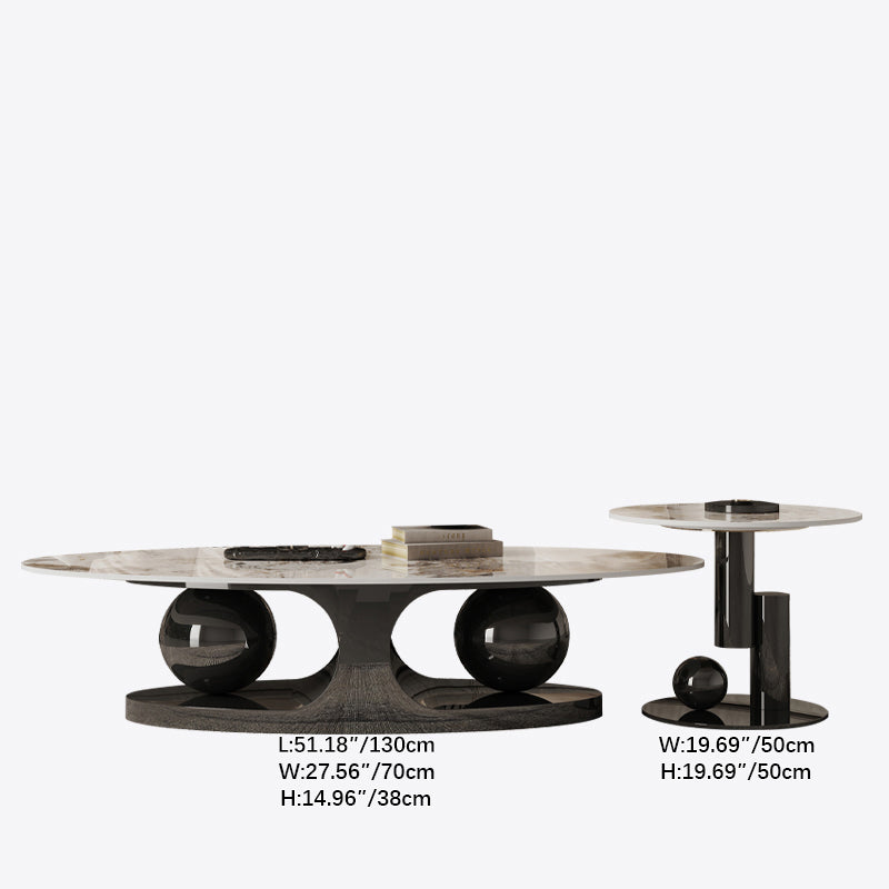 Sintered Stone Stainless Steel Tea Table – Modern Elegance for Your Living Space fdl-2598