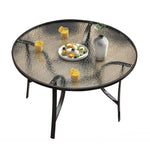 Stylish Modern Table with Black Glass Top and Durable Brown Steel Frame zy-268