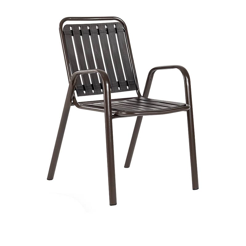 Sleek Modern Chair: Brown Black PVC with Galvanized Steel Frame and PE Rattan Detailing zy-149