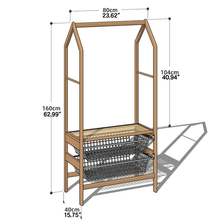 Luxurious Natural Cherry Wood & Metal Coat Hanger with Elegant Rattan and Nylon Options hykmq-765