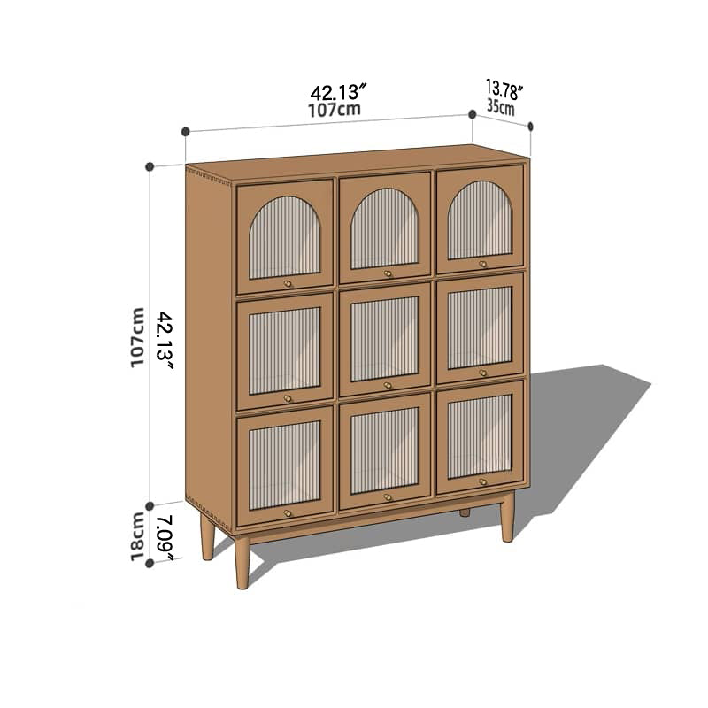 Elegant Cherry Wood Cabinet with Glass Doors and Copper Accents - Natural Finish hykmq-768