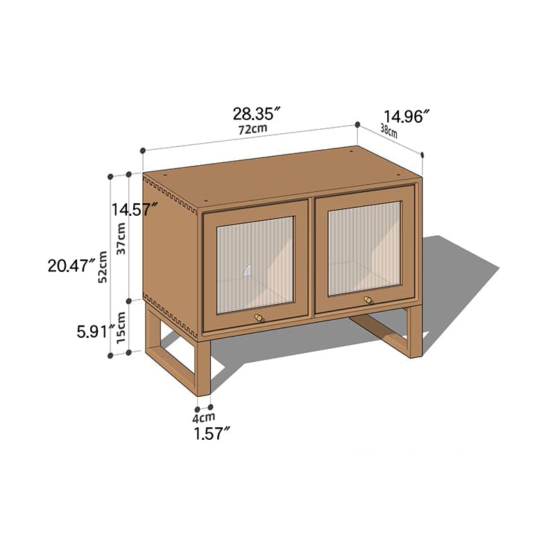 Elegant Cherry Wood and Glass Cabinet with Copper Accents - Premium Plywood Design hykmq-789