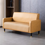 Stylish Dark Blue and Light Gray Sofa with Green Wood Accents - Techno Fabric and Cotton Blend for Ultimate Comfort qm-6