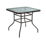 Stylish Modern Table with Black Glass Top and Durable Brown Steel Frame zy-268
