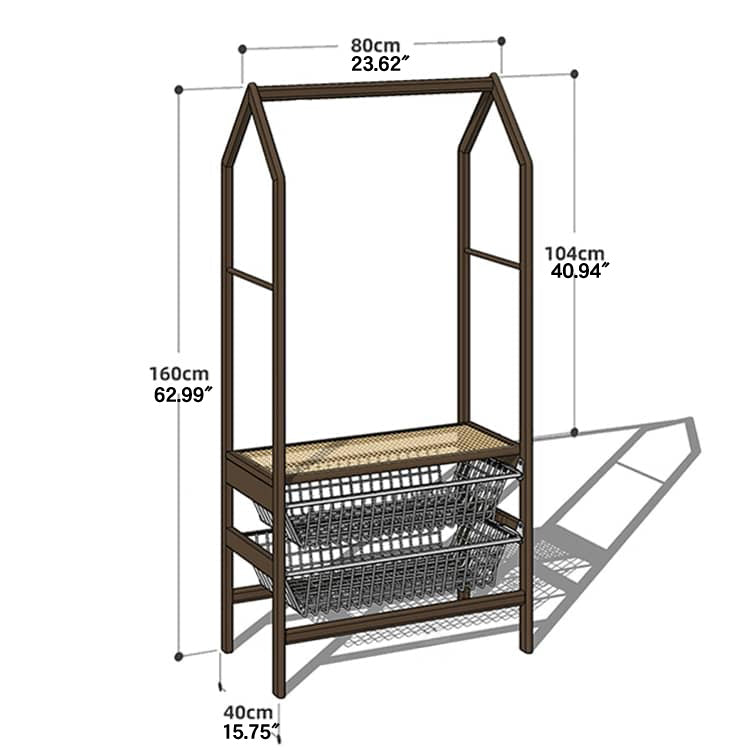 Luxurious Natural Cherry Wood & Metal Coat Hanger with Elegant Rattan and Nylon Options hykmq-765