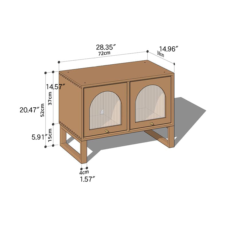 Elegant Cherry Wood and Glass Cabinet with Copper Accents - Premium Plywood Design hykmq-789