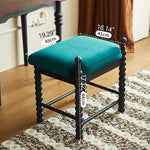 Elegant Red Oak Vanity Stool with Luxurious Teal Upholstery - Perfect for Dressing Rooms hsmjx-4163