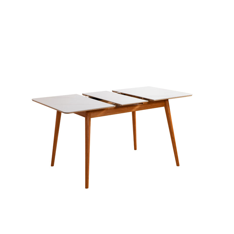 Elegant White Marble & Oak Wood Dining Table with Metal Accents | Cherry Wood Option Available fyx-838