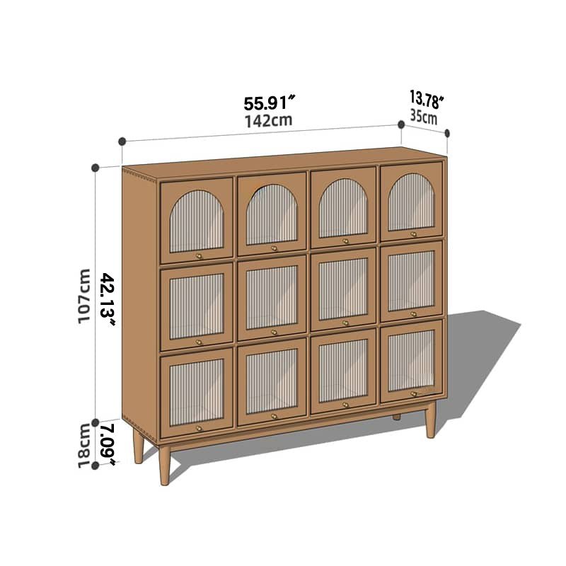 Elegant Cherry Wood Cabinet with Glass Doors and Copper Accents - Natural Finish hykmq-768