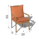 Sleek Mid-Century Modern Chair with Orange, Off-White, and Yellow Leathaire - Natural Oak, Cherry, and Light Brown Wood Finish hykmq-745