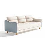 Stylish Techno Fabric Sofa - Available in Orange, Off White, Khaki, Black, Light Gray, and Dark Blue with Wood Accents qm-16