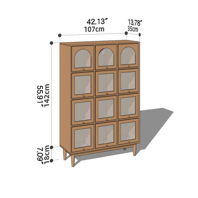 Elegant Cherry Wood Cabinet with Glass Doors and Copper Accents - Natural Finish hykmq-768