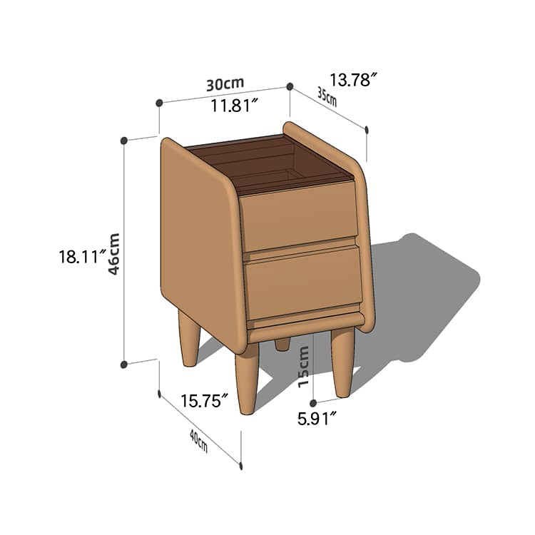 Stylish Bedside Cupboard in Red Oak and Cherry Wood with Glass Accents hykmq-794